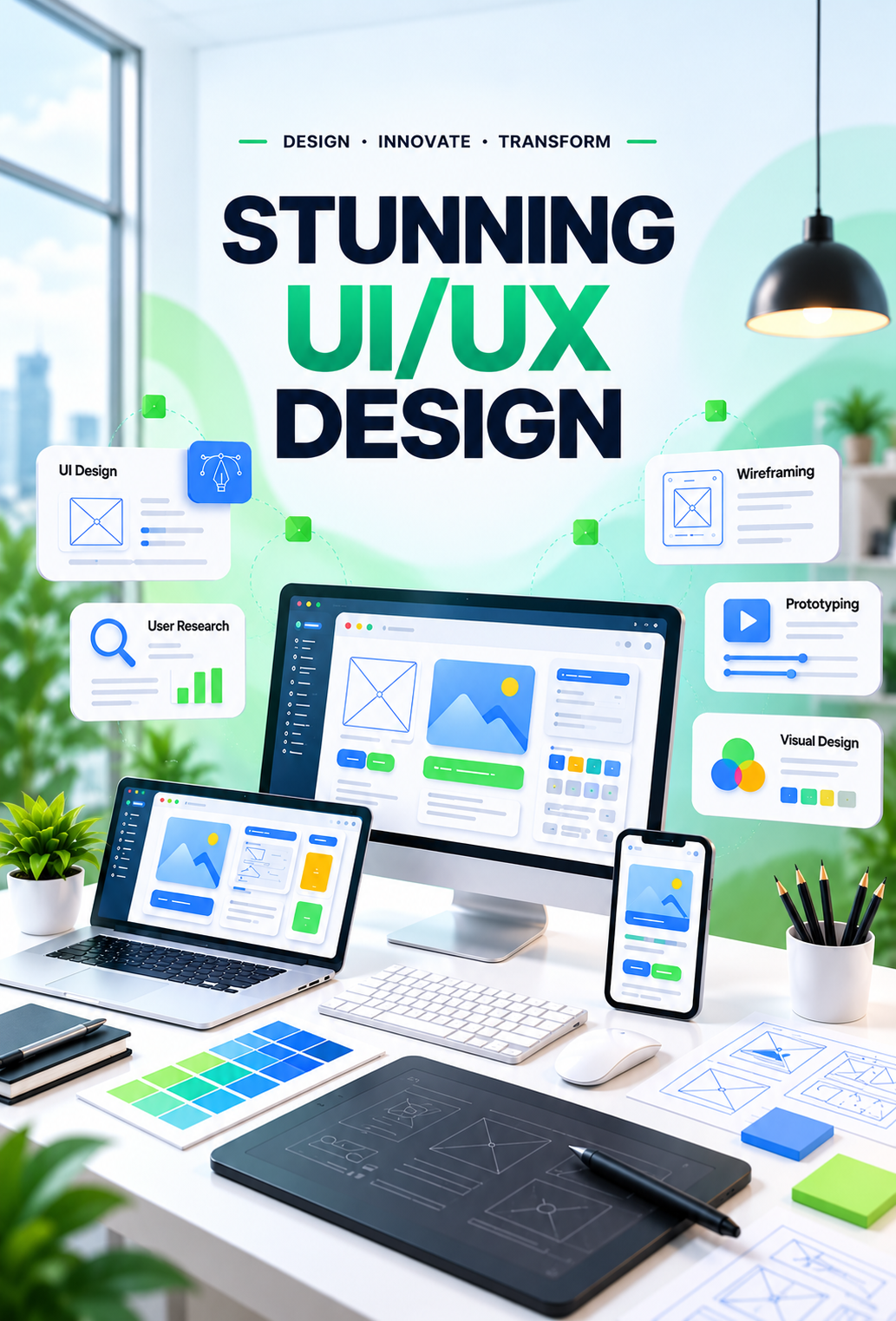 UI UX design approach showing mobile interface and user experience design